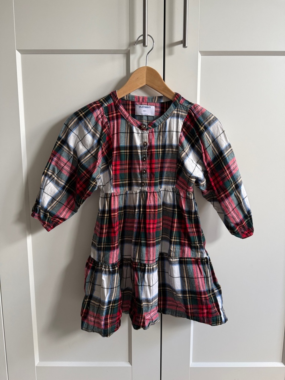 Old Navy Red, Green & White Plaid Tiered Toddler Dress